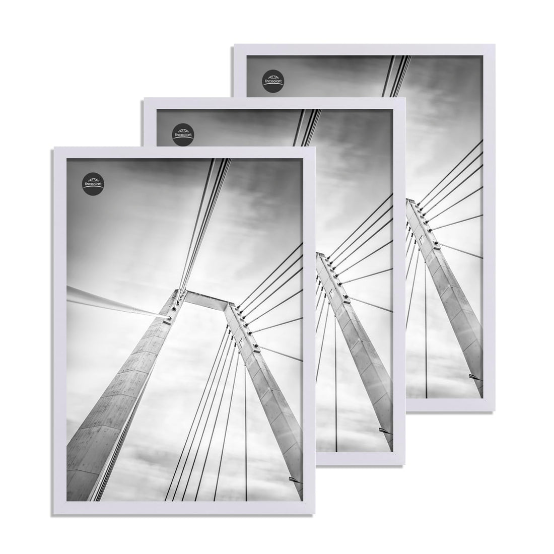 Picture Frame, 30 x 40 cm, White Wood Photo Frame, Frame 30 x 40 cm, White for Posters, Photos, Puzzles, MDF Wooden Frame with Acrylic Glass, Set of 3