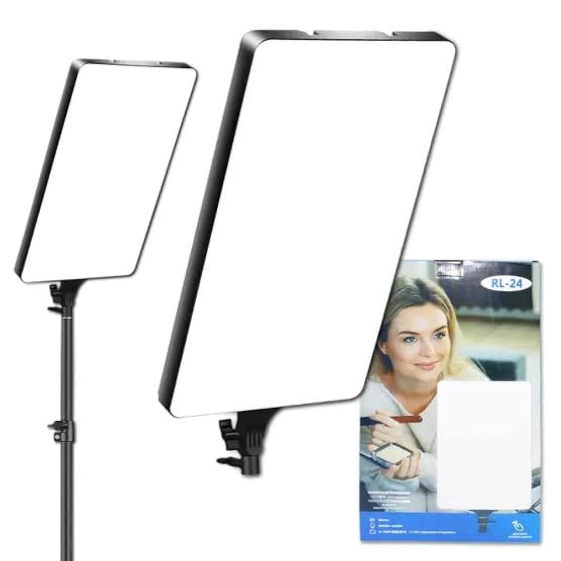 Ring Light White Light Soft Ring Light RL-24 Lighting LED Rectangle, Light Panel with Remote Control and Metal Holder 2 Meters for Smartphone, Camera and YouTube Video