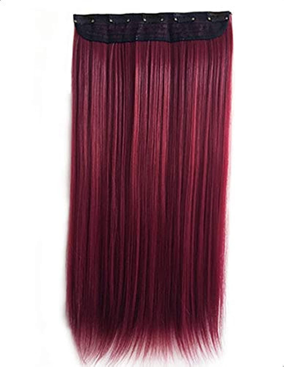One Piece Thickening Woman Hair extension Wigs Long Straight Wig Wine Red