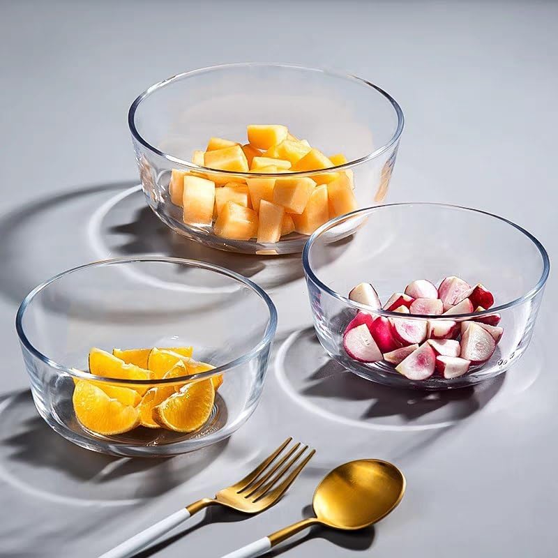 Generic Clear Glass Mixing Bowl Set, Microwave and Dishwasher Safe, for Soup, Snacks, and Meals, 4 Pieces, .qu