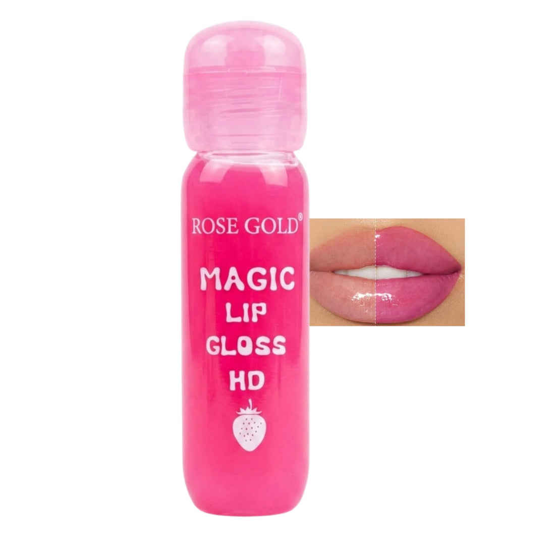 Hydrating Lip gloss, Lip Gloss Magic Colour Changing Long Lasting Lipgloss,Lip Balm Fruit-Flavored Lip Care Kit, Long Lasting Clear Nutritious Moisturizer Lip Balm (Strawberry)