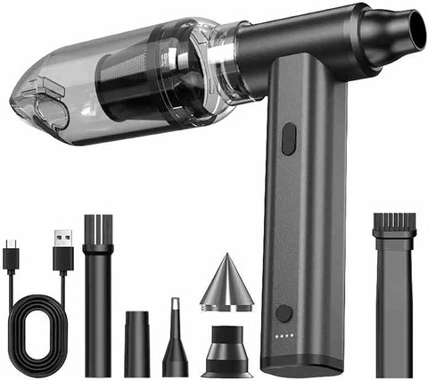 3 in 1 Compressed Air Duster& Mini Handheld Vacuum Cleaner & Hand Pump, 250000RPM Cordless Electric Air Duster, Rechargeable Air Blower for Car, PC, Keyboard, Carpet