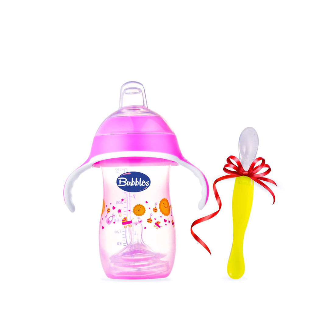 Bubbles Offer Bubbles Cup 280 ml with hand Rose +Silicone spoon Gift 2 Piece