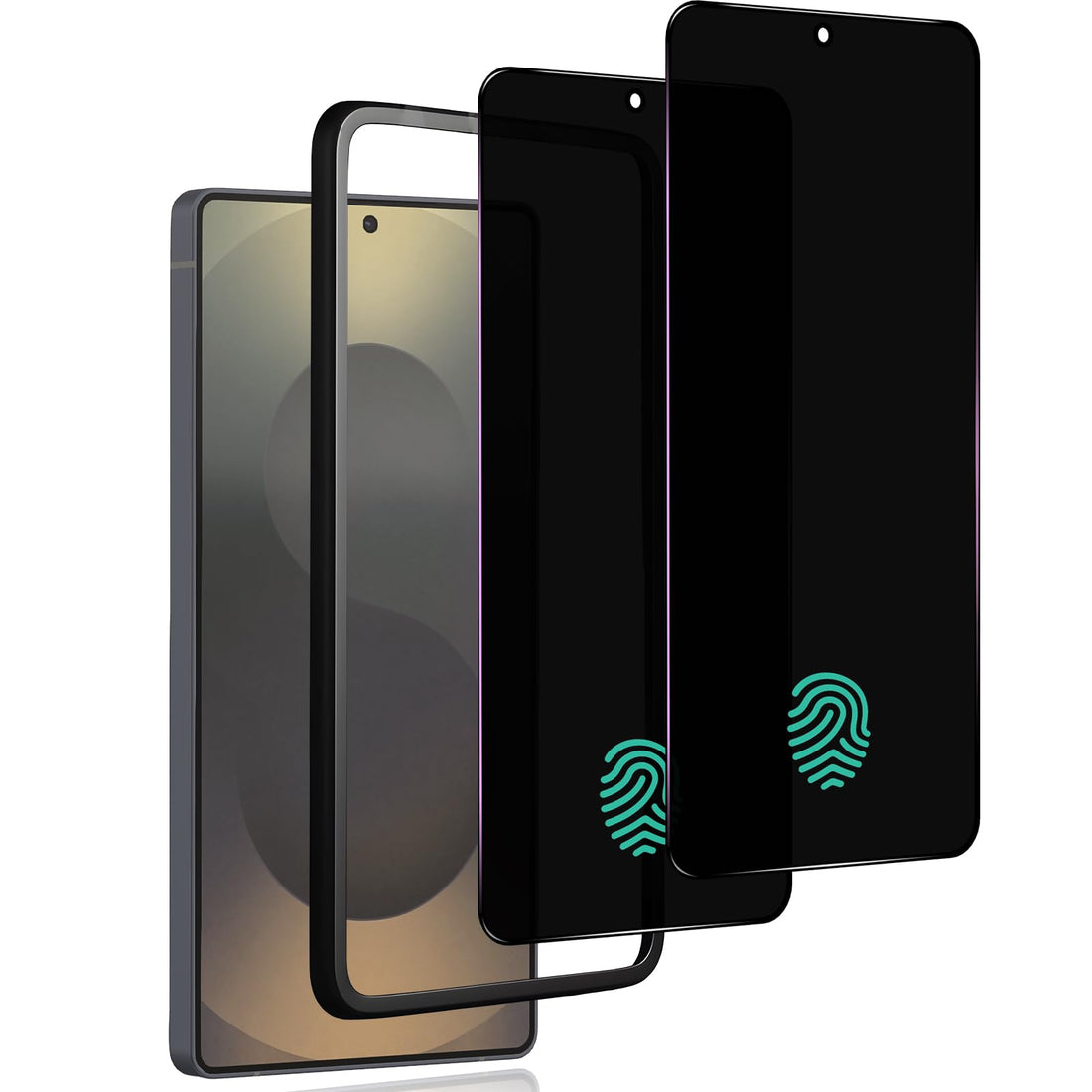 Tempered Glass Screen Protector for Samsung Galaxy S25 Ultra [with Fingerprint] [Pack of 2] Anti Spy Film Screen Protector Matte Black Protective Film 9H Hardness Tempered Privacy Glass Bubble-Free