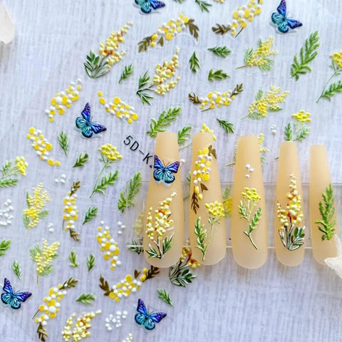 Modern 5D Nail Sticker - 3D Nail Art Design - Attractive Look in Minutes - High Quality Sticker Compatible with Nail Polish and Gel (G)