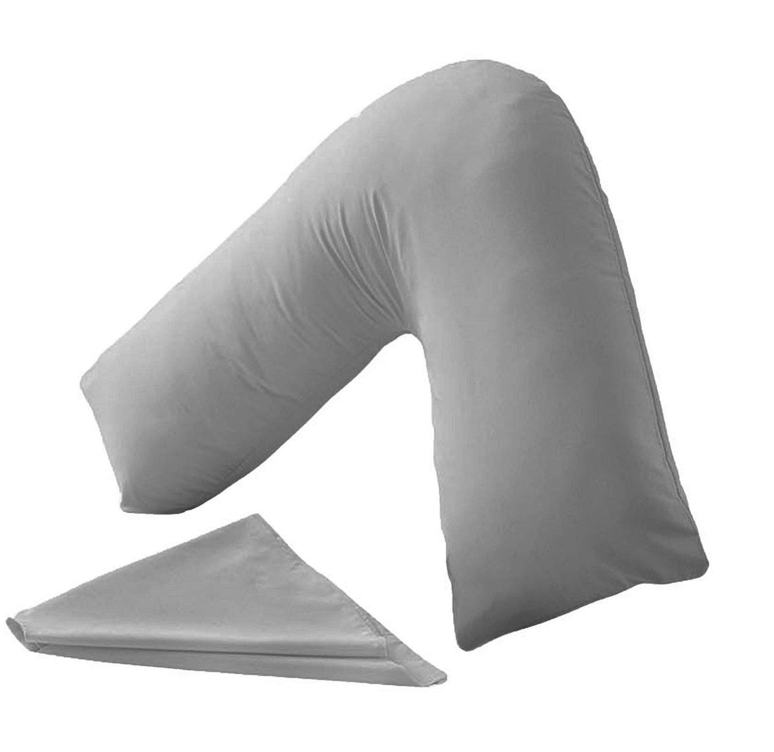 Moro Moro 3 V Pillow Orthopedic V Shaped Pillow Extra Cushioning Support For Head Neck & Back Includes Complimentary Free Grey V Pillow Case (Grey, V-Pillow With Cover)