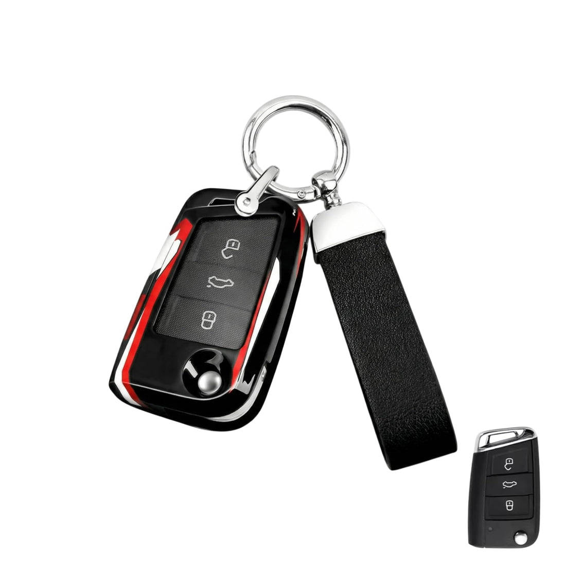 ABS Sport Key Fob Cover – Compatible with Volkswagen Polo, Golf 7 MK7 (VII), Tiguan, Skoda Octavia A7, Kodiaq, Seat Ateca, Leon – Please Match Key Shape Before Purchasing to Ensure Full Compatibility