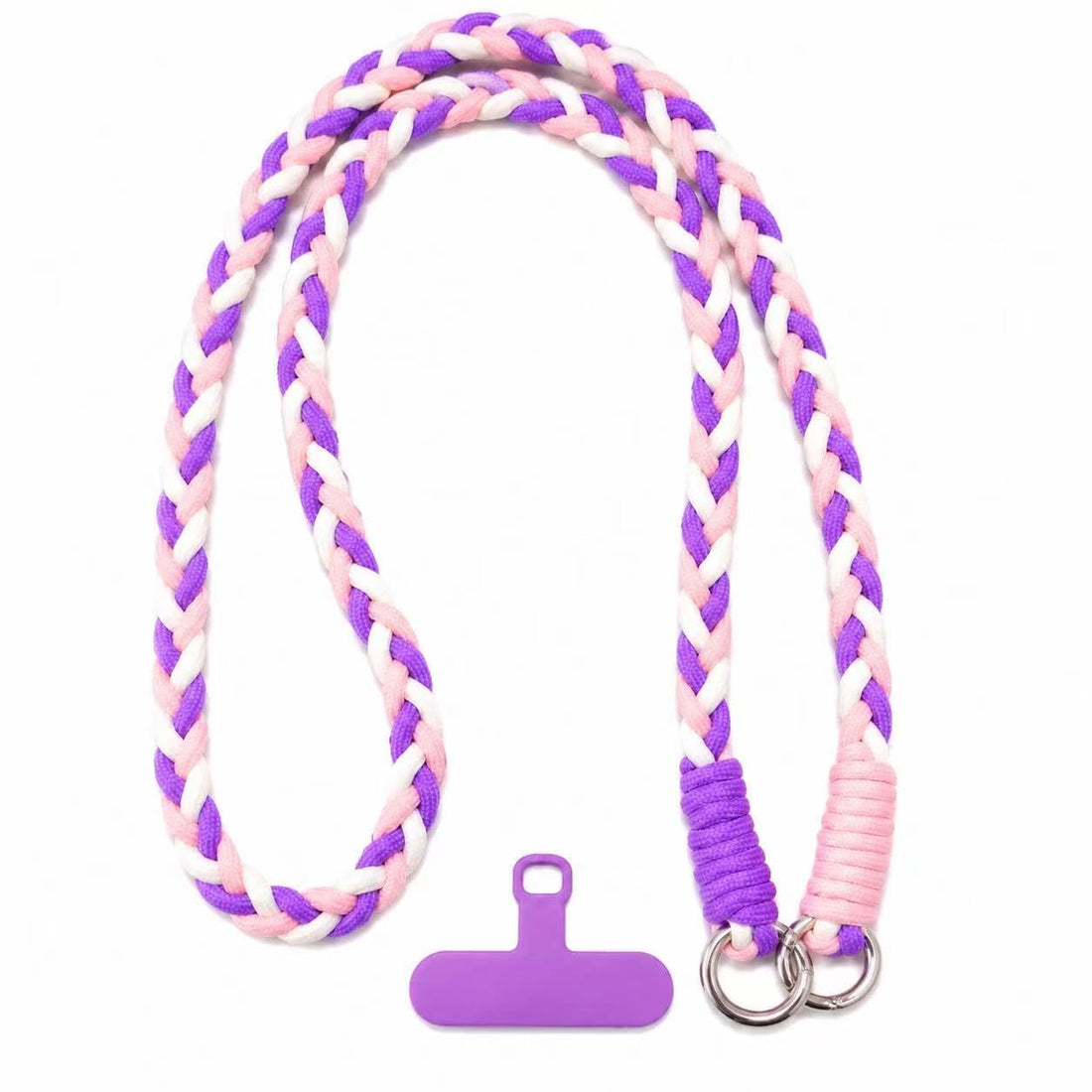 Colorful Crossbody Lanyard Strap Nylon Shoulder Necklace Strap Anti Lost Key Mobile Chain With Hang Plate