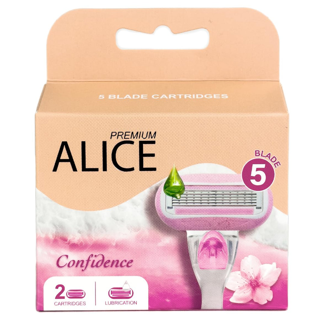 Alice - 5 Blade Cartridges, Set Of 2 Cartridges, Lubrication, From Alice Premium, Confidence, For Combination Skin