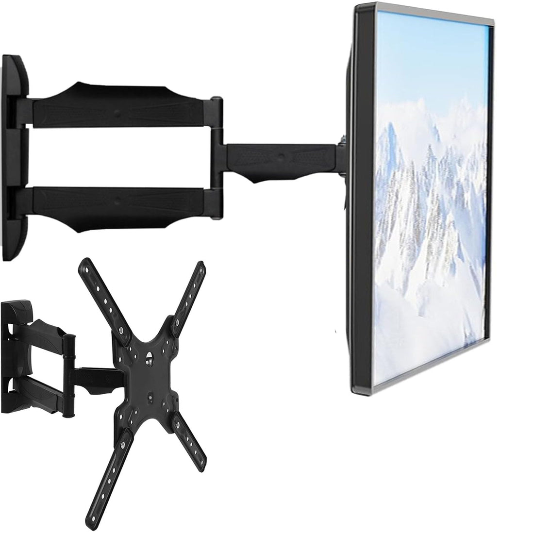 Autbye Movable TV Stand, Supports 32-55 Inch Screens, Max 35kg, Tilt & Rotate, Space Saving, Universal Compatibility, VESA 400x400mm, Articulating Anti-Glare Arm, TV Base Tilt, Extend & Retract
