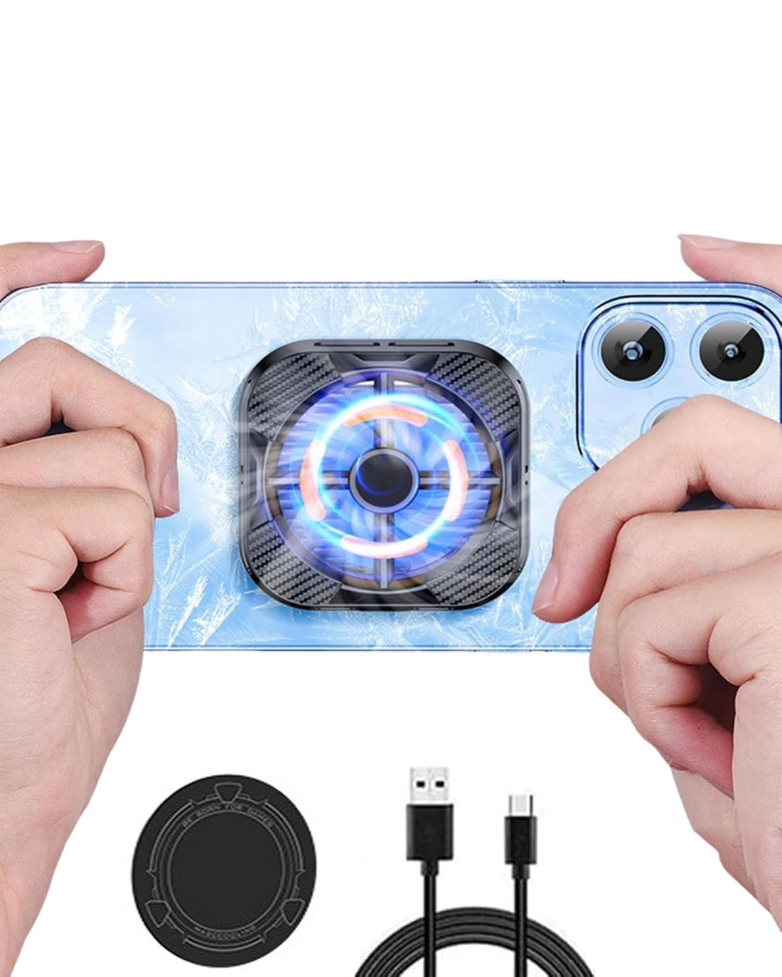 Magnetic Phone Cooler, Semiconductor Technology Mobile Cooler, Gaming Cooler with Removable Back Clip and Magnetic Sticker, Phone Cooler Gaming Fan for iPhone, iPad and Android, Mobile Radiator