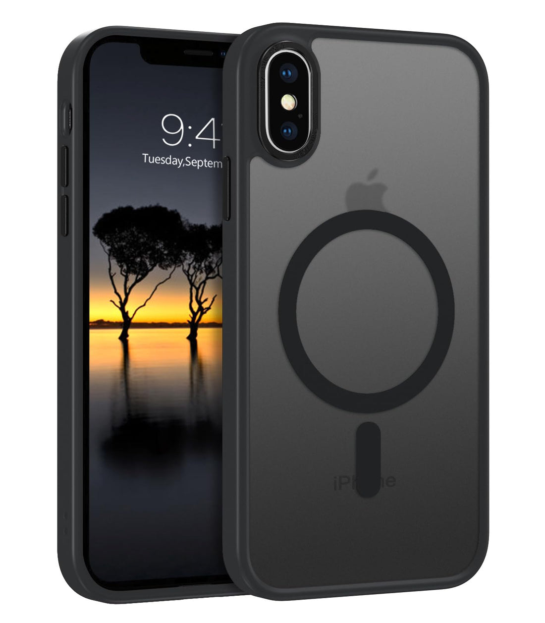 GaoBao Case for iPhone XS Max Compatible with MagSafe, Hybrid Magnetic Case Translucent Matte Back Protection Camera Cover Slim Shockproof Anti-Scratch Back for iPhone XS Max 6.5 inch, Black