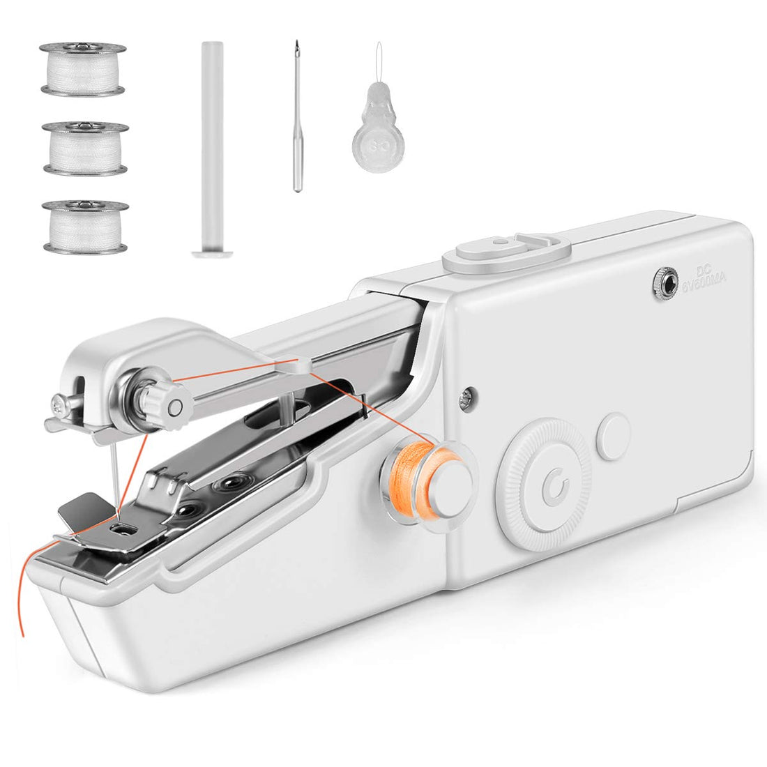 Portal manual sewing machine, mini electric sewing machine with sewing accessories, simple and quick repair for clothing, curtains, and hand lettering.
