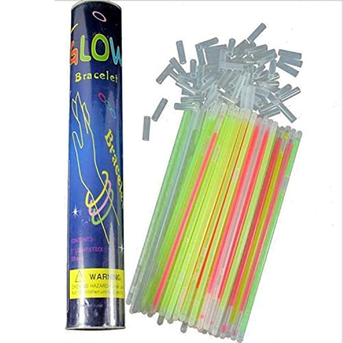 100 pcs Pack Multi-Color Glow Sticks Bulk, Flashing Glow in The Dark Party Supplies Bulk Fluorescent Bracelets Necklaces Light up Toys (20 cm with 100 connectors)