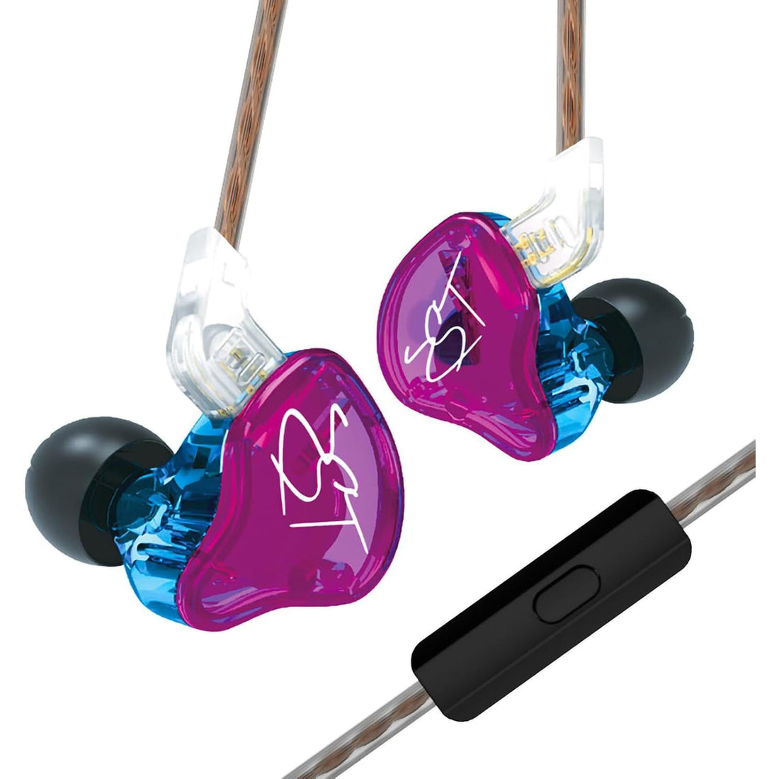 KZ ZST Hybrid Dual Driver IEM Earphones with Mic – HiFi Wired In-Ear Monitors, 1BA+1DD Noise Isolating Gaming & Music Earbuds with Detachable 0.78mm 2Pin Cable (Purple)