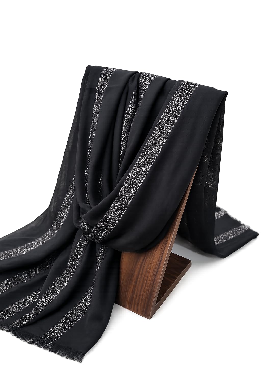 Women’s Cotton Linen Hijab Scarf with Silver Threads – Soft Satin Blend, Lightweight & Breathable Shawl – 185×70 cm Elegant Everyday & Occasion Wear
