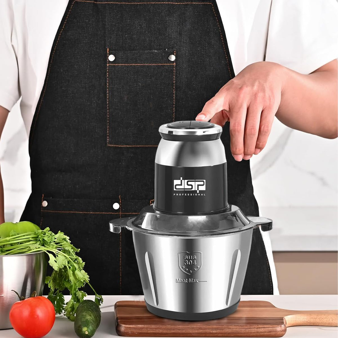 DSP Meat Grinder Meat Chopper Meat Cutter Meat Tenderizer Meat Slicer with 3L Capacity, 300W, 28000 RPM, Pure Copper Motor, Stainless Steel Blades, Two-Speed Control, KM4101