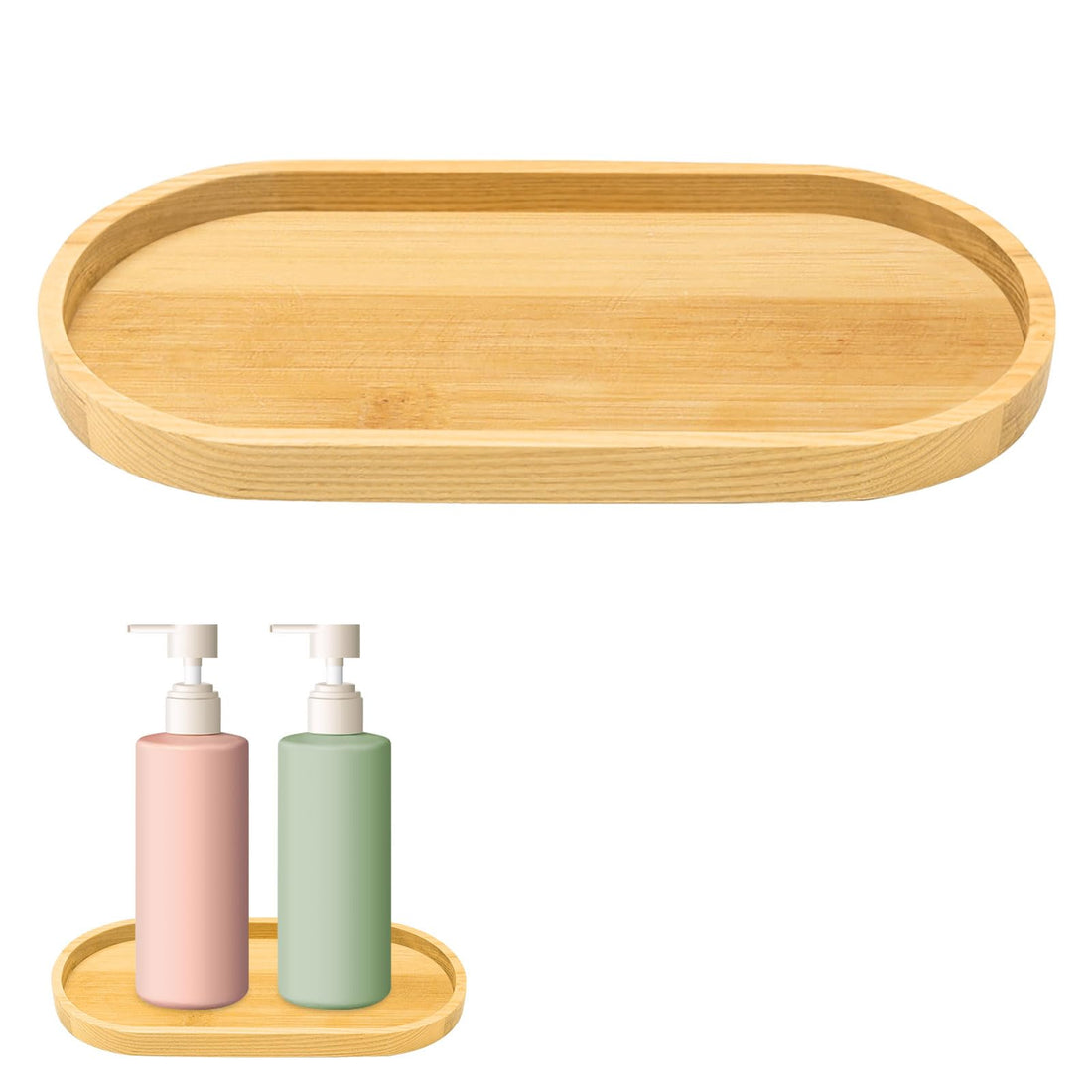 Small Wooden Tray,1 Pcs Bamboo Tray,Dispenser Tray Kitchen Holders Oval Small Trays for Tea or Coffee,Suitable for Bathroom Tray Decoration,Tray for Fruit,Snacks,Cakes Home Decor