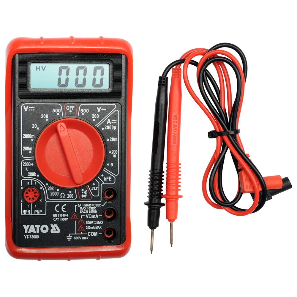 Yato YT-73080 Digital Multimeter|DC Voltage|Ac Voltage|Digital Multimeter Best|Rubber Casing|Electrical Tools|mechanical tools|Industrial Tools|LCD Display|Resistance Diaodes|Multi Meter|cable