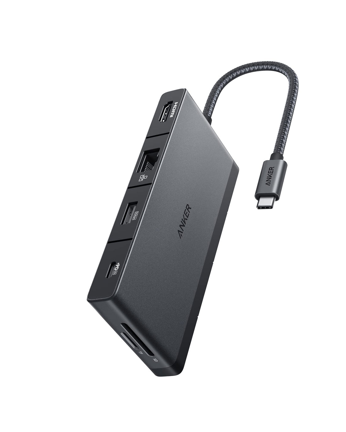 ANKER 552 USB-C Hub (9-in-1) With 100W Power Delivery, [4K]@30Hz [HDMI], 4USB-C and USB-A Data Ports, Ethernet and SD/microSD [C]ard Slot A8373H11 - Black