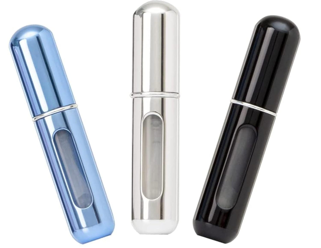Portable Mini Refillable Perfume Empty Spray Bottle Atomizer Bottom Refill Pump Case for Traveling and Outgoing 3 Pcs Pack of 5ml (Random Color)