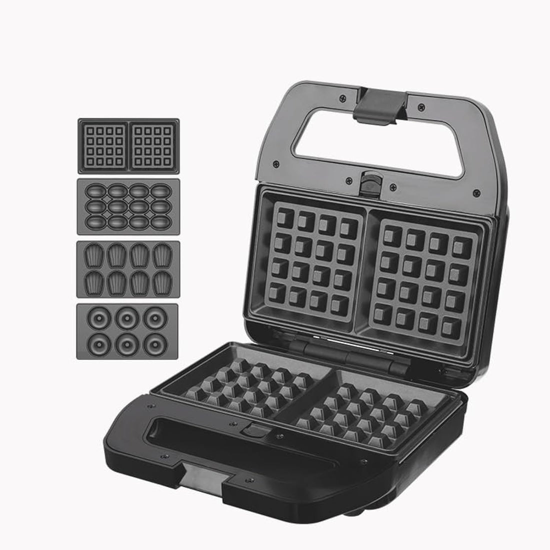 DSP Sandwich maker & Waffles, Nuts, Donuts, Shells MAker 4 * 1 with thermostat 800W KC1237 Black*Silver