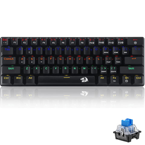 REDRAGON K613 JAX Gaming Mechanical Keyboard - Blue Switch HotSwappable - Rainbow Led Lighting - English and Arabic (Black)
