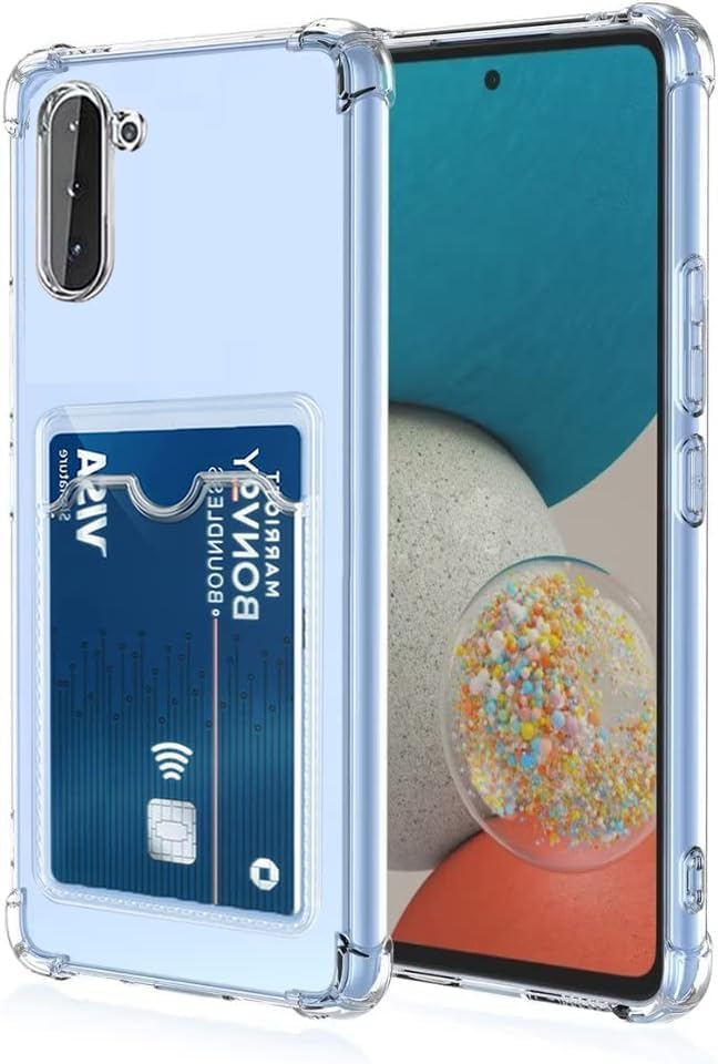 Compatible with Samsung Galaxy Note 10 Wallet Clear Case with Card Slot Slim Fit Protective Soft TPU Bumper Cover with Cute Card Holder - Clear (Samsung Galaxy Note 10)