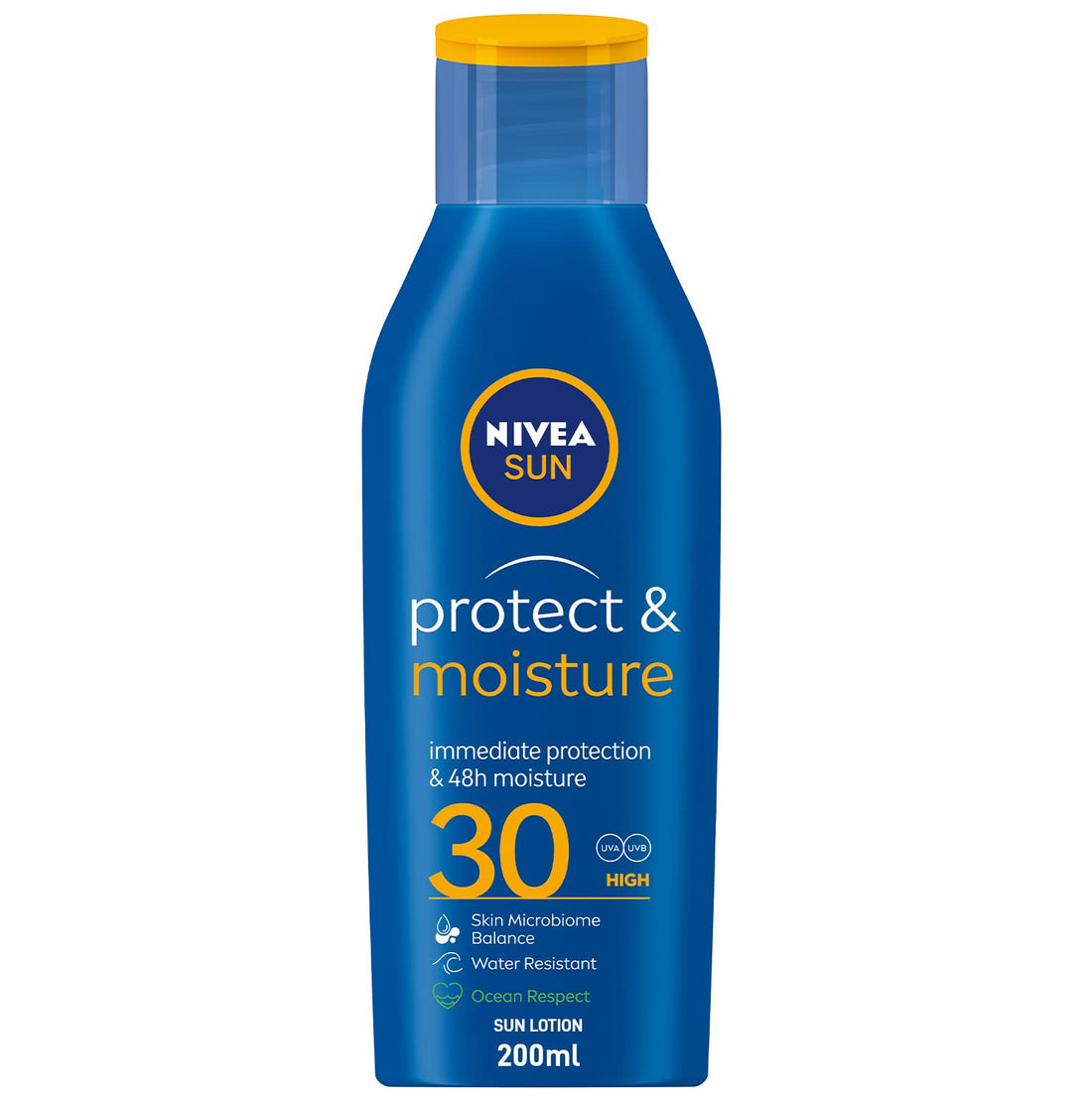 NIVEA SUN Lotion, UVA & UVB Sunscreen Protection, Protect & Moisture, SPF 30, 200ml