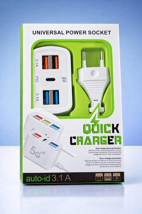 Multi-Port hub, 4 USB Multiport, 1 Port Type C - 3.1A 5Port hub Station, Multi-functional Hub for Home and Workplace 1 pcs