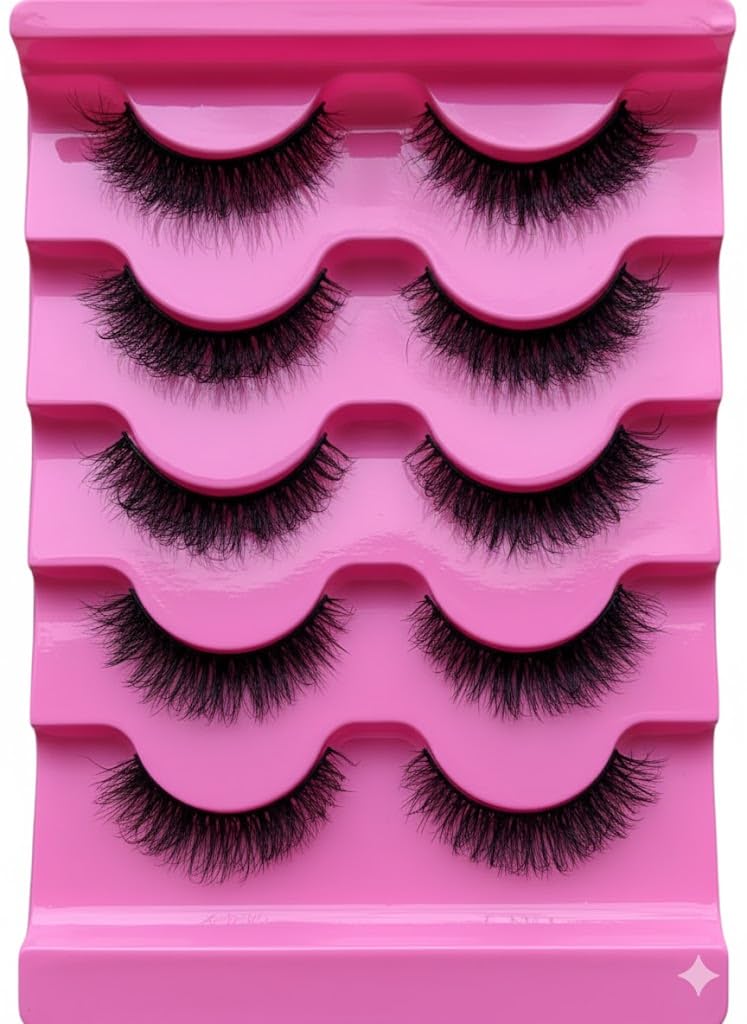 5 PAIRS 6D Faux Mink False Eyelashes | Reusable Lightweight & Natural Looking | Bold Eye Makeup Look |- Bridal & Professional Use- P22