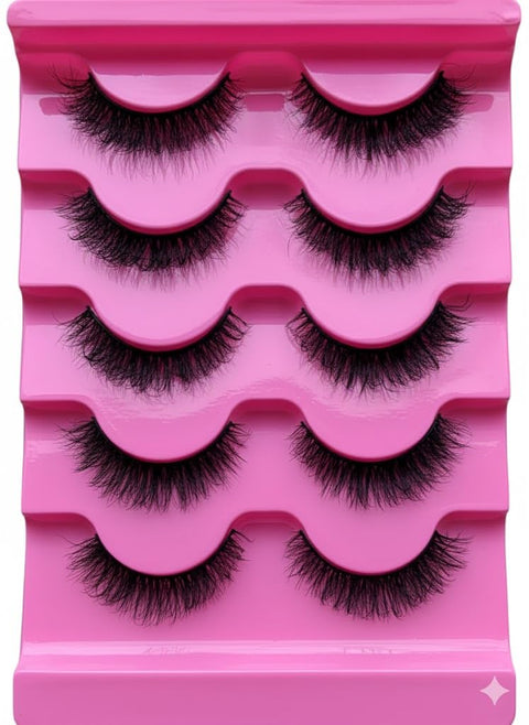 5 PAIRS 6D Faux Mink False Eyelashes | Reusable Lightweight & Natural Looking | Bold Eye Makeup Look |- Bridal & Professional Use- P22