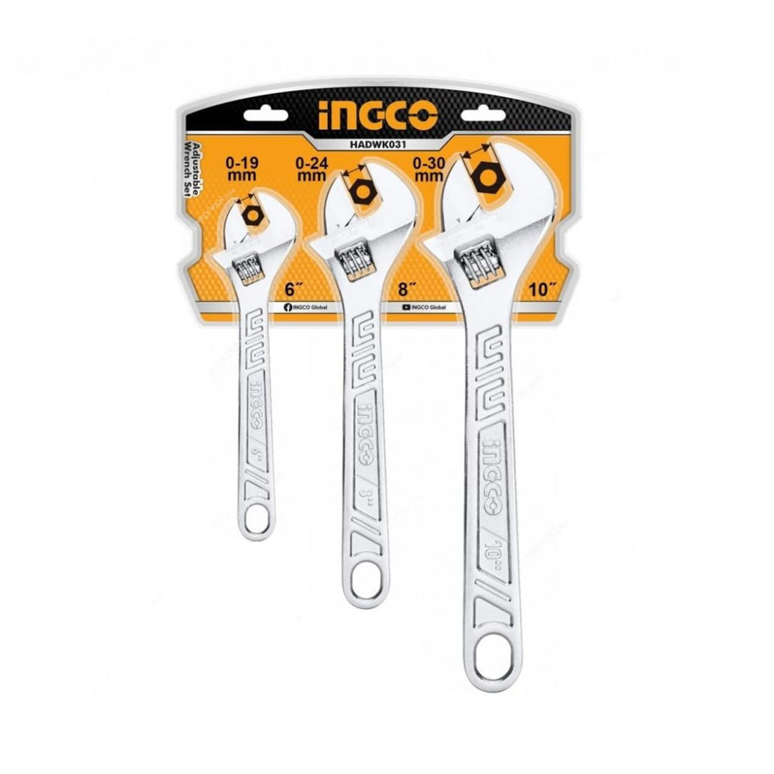 INGCO 3Pcs Adjustable Wrench Set - HADWK031