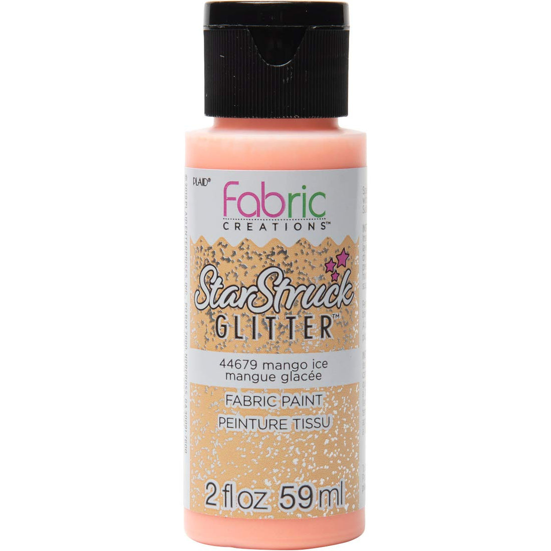 Fabric Creations 44679 Starstruck Glitter Fabric Paint in Assorted Colors, 2 oz, Mango Ice