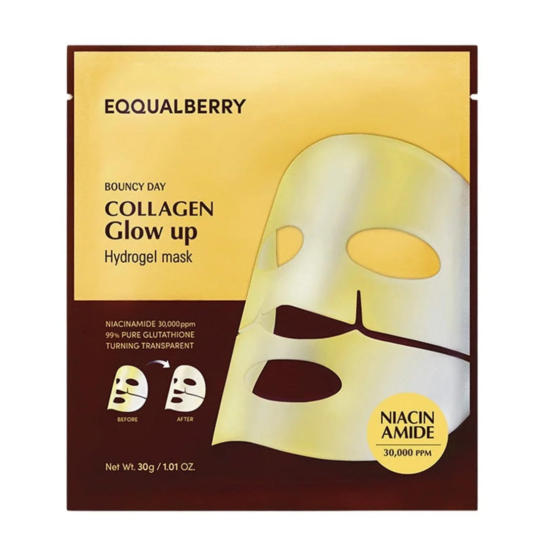 EQQUALBERRY Bouncy Day Collagen Glow Up Hydrogel Mask Niacin Amide 30g