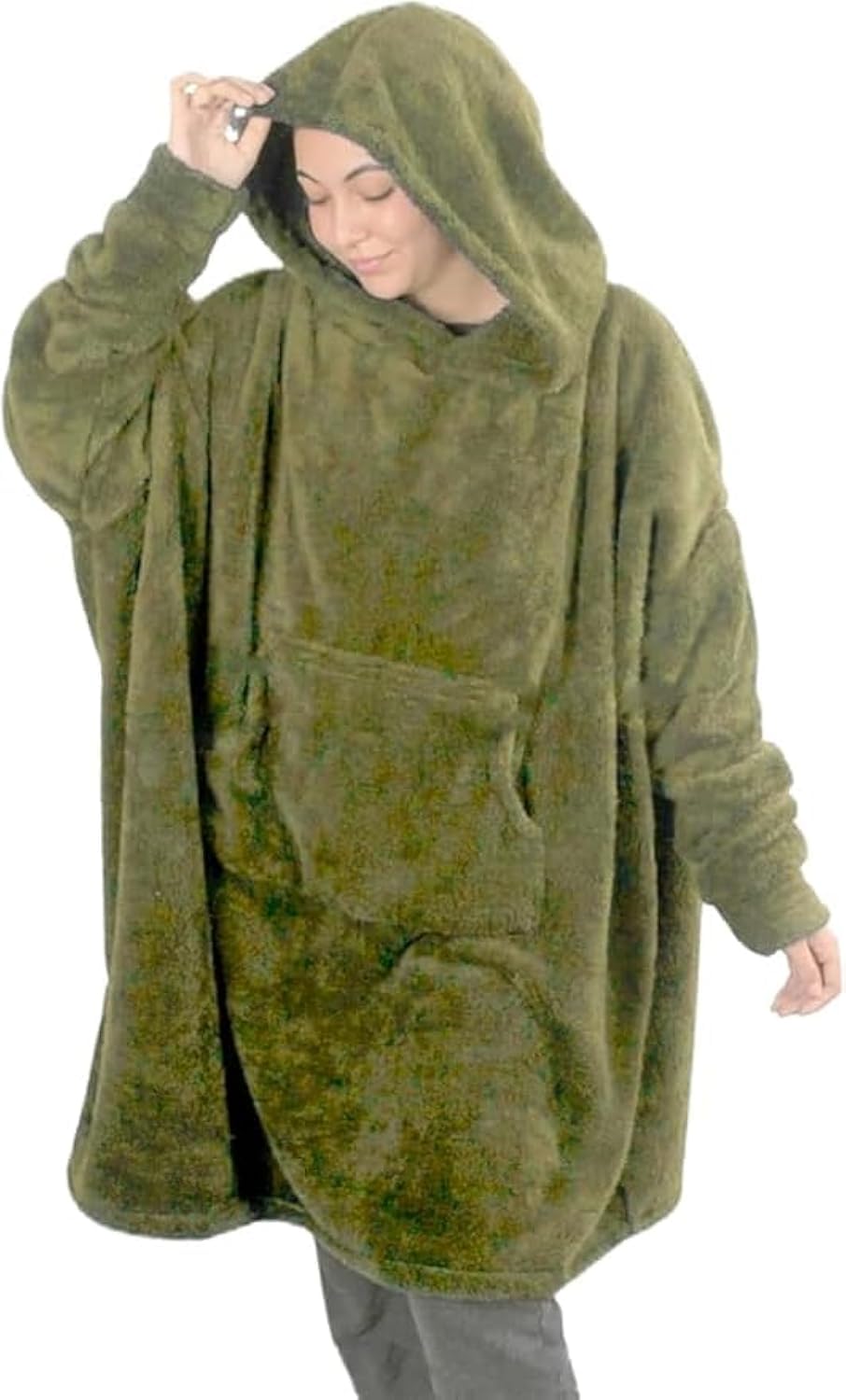 Wearable Blanket Oversized Hoodie Sweatshirt with Pocket for Women and Men, Super Soft and Warm Fur Hooded Sweatshirt, Hoodies Suitable from 60k to 140k