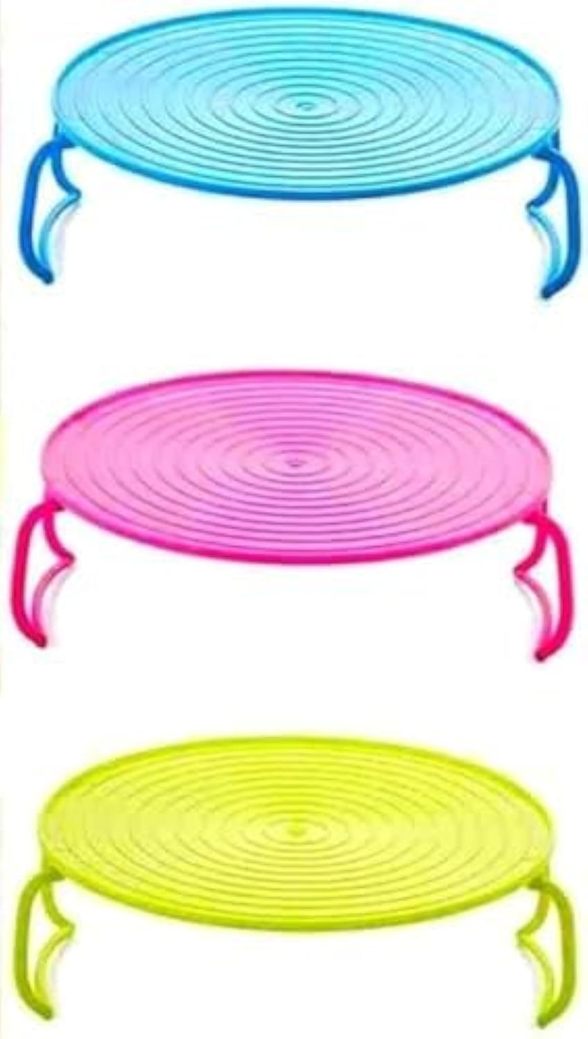 DLK - Heat Resistant Multifunction Refrigerator Microwave Shelf - Plastic Refrigerator Shelf - Oven Organizing Rack - Microwave Plate Stacker