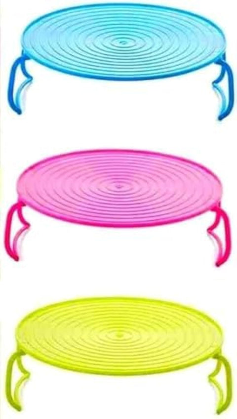 DLK - Heat Resistant Multifunction Refrigerator Microwave Shelf - Plastic Refrigerator Shelf - Oven Organizing Rack - Microwave Plate Stacker