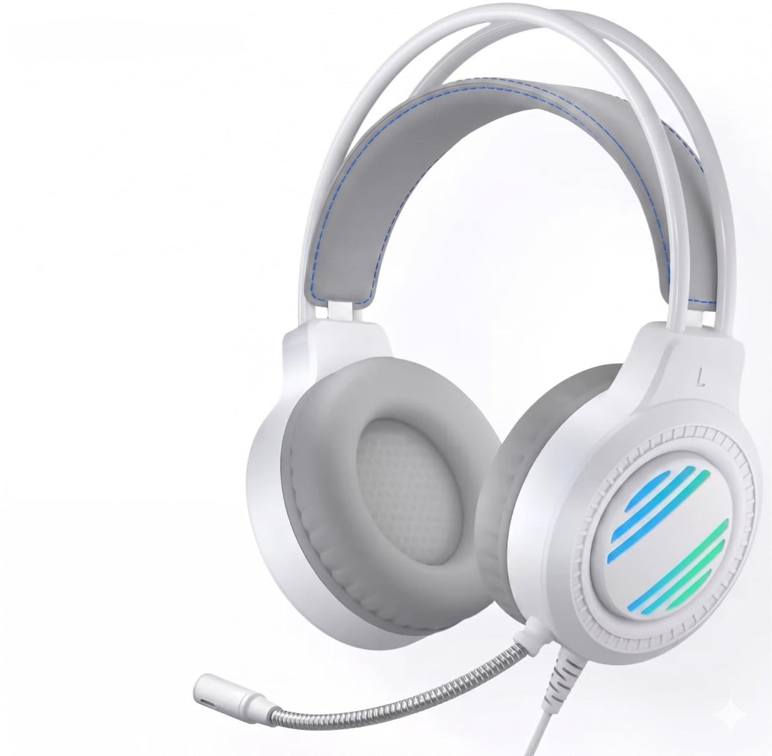S606 Gaming Headset, White, USB, 7.1 Surround Sound, RGB Lighting, Noise Reduction Mic