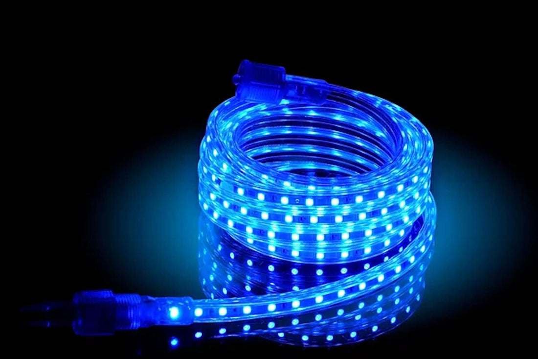 Shaheen Light 10M LED Strip Light with Connector - 60 Bulbs Per Meter - Ready to Connect on Electric Direct - Waterproof - for All Uses Indoor and Outdoor (Blue Lighting)