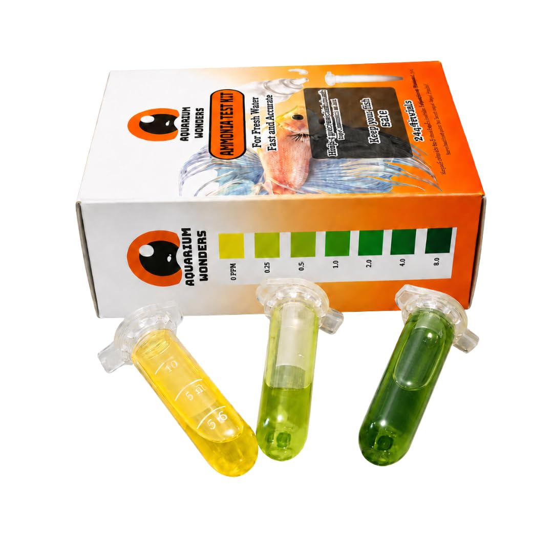 Aquarium Wonders Ammonia Test Kit for Fresh Water Aquarium, Fast and Accurate, with Colour Chart