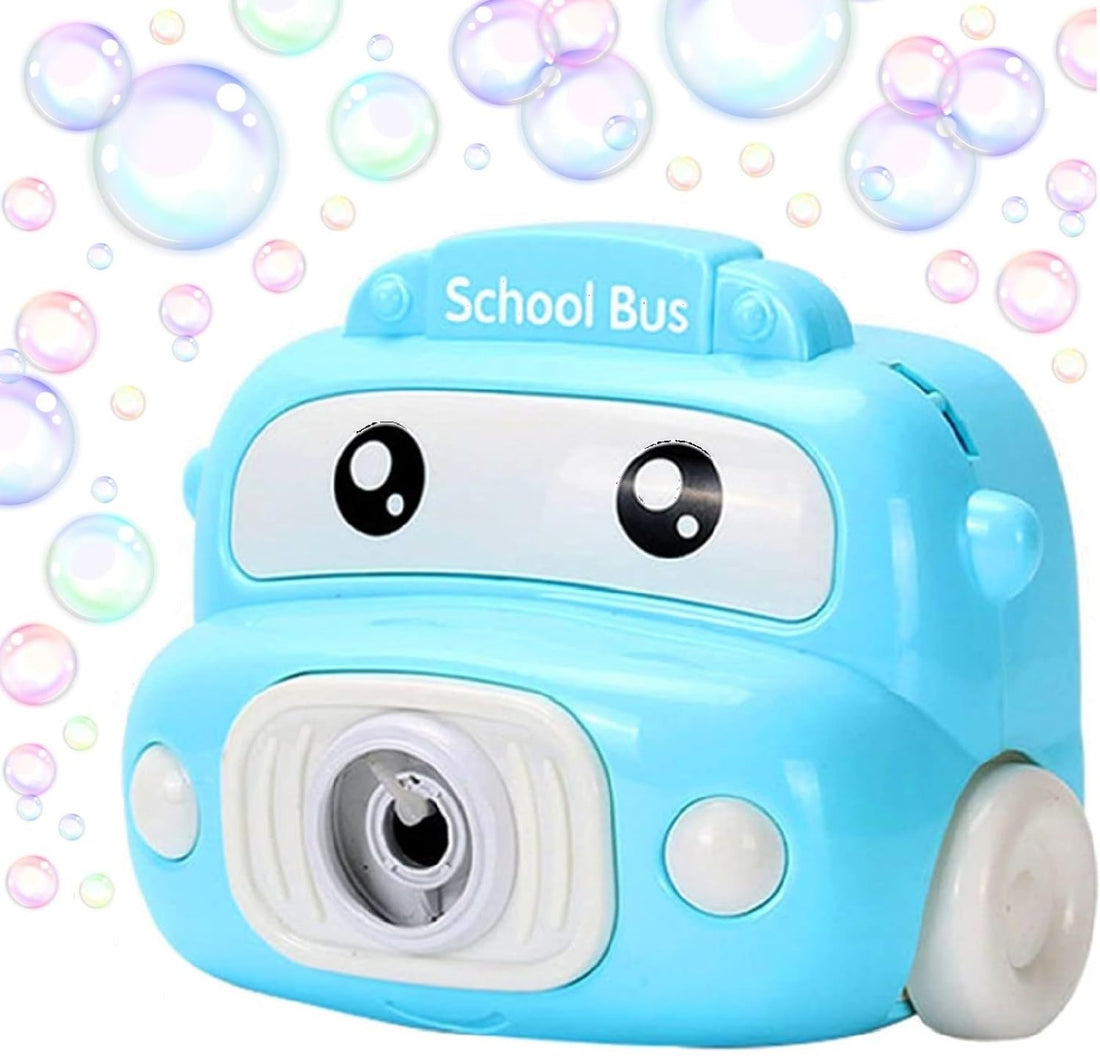 TOYS LAND School Bus Bubble Maker Machine with Music & Light, Outdoor Summer Toys for Childern, Party Favors Bubble Blower Toys, Ideal Gift for Kids Boys Girls 3+ Years Old (Blue)