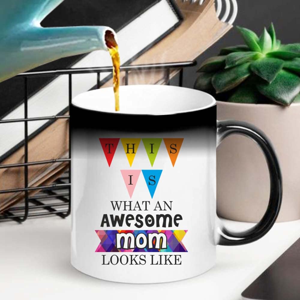 Funky Store Awesome Mom Looks Like Printed 11OZ Ceramic Magic Mug, 330ml | Best Gift for Mom on Birthday/Mother's Day (Ceramic) (Microwavable) (330 ml)