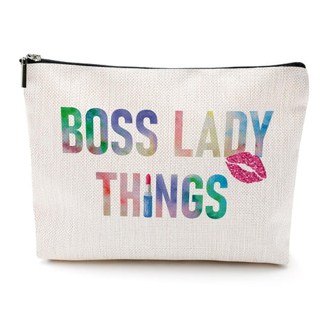 Boss Lady Cosmetic Bag - Gifts for Women: Appreciation, Retirement, Friends, Coworkers, Leader, Colleague, Girl Boss, Mentor - Makeup Bag & Pouch for Birthday, Christmas, Mother's Day