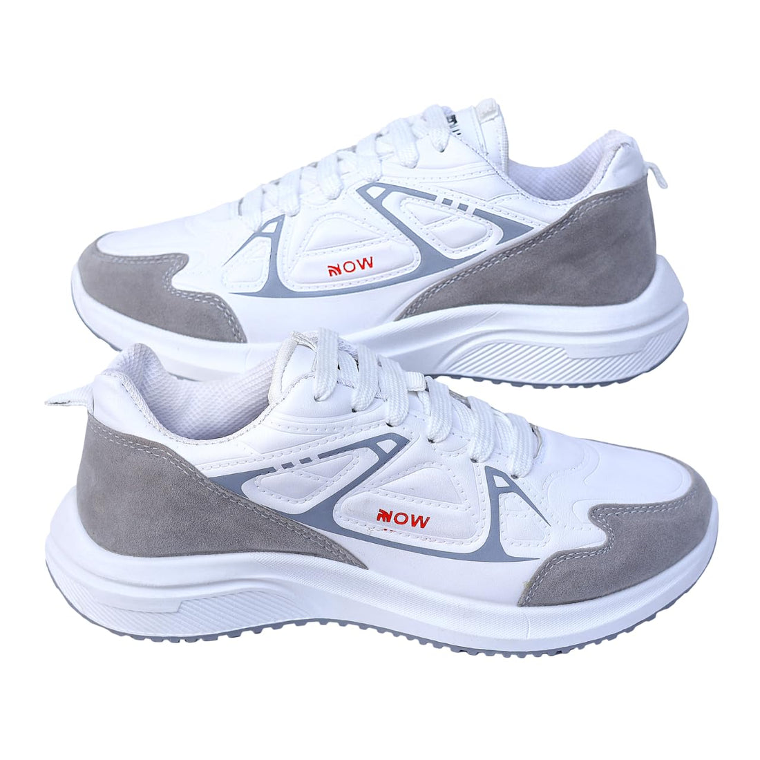 Men's Stylish White & Grey & BLACK Athletic Sneakers | Lightweight Running Shoes with Cushioned Sole | Sporty Everyday Trainers KS4