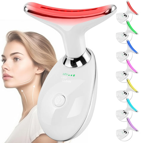 Face Massager Against Wrinkles, Face Beauty Device with 3 Modes, 45°C V Face Beauty Meter Face Device for Skin Tightening & Lifting EMS Face Massage for Women Men V Shape Face Device (White)