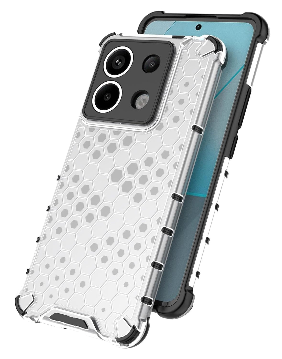 Poly Carbonate || Honeycomb || Edge to Edge Boom || Hard Case for Note 13 Pro + || Transparent || Shockproof || Camera Protection Back Case Cover (Clear, Note 13 Pro +)