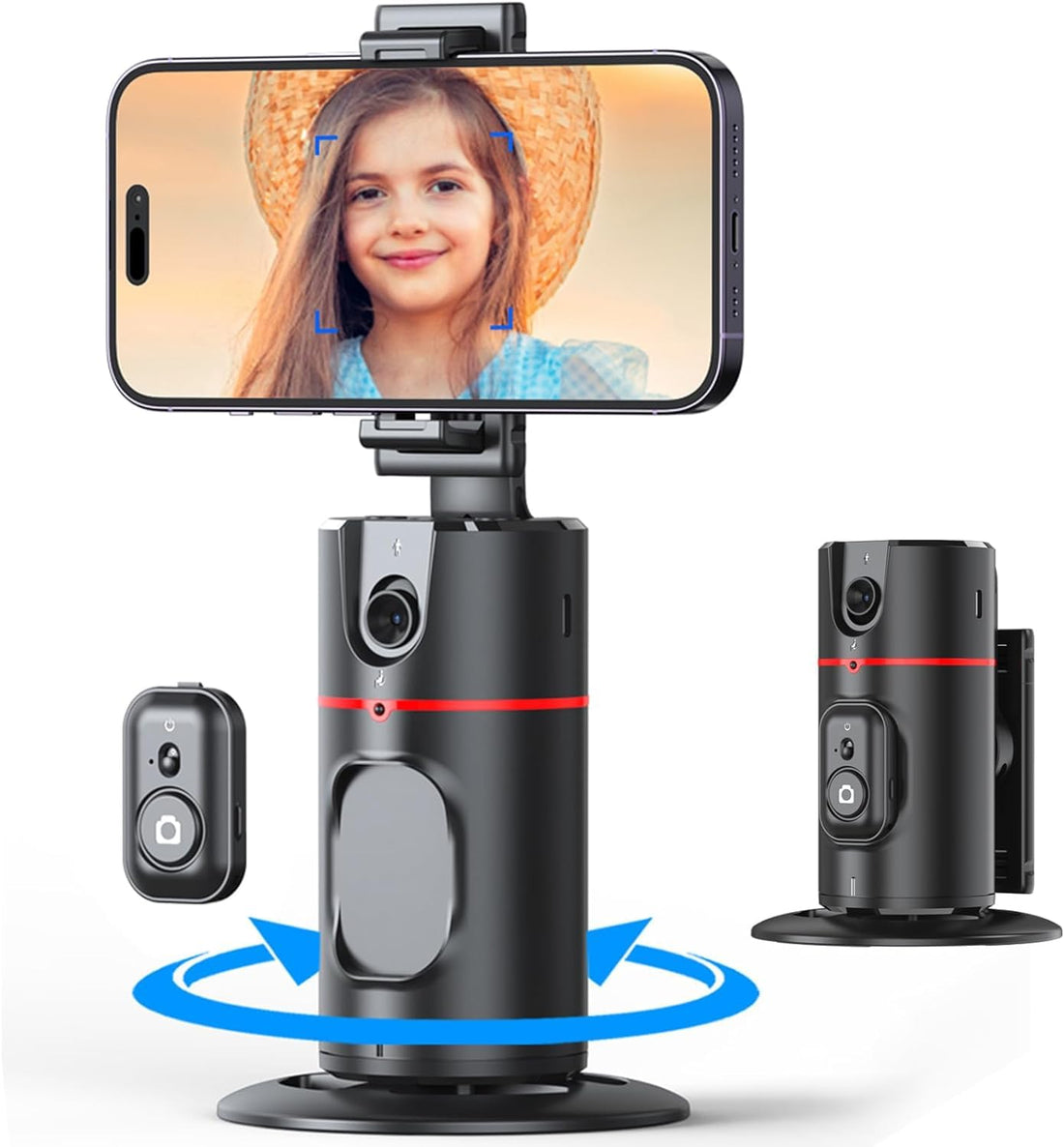 Auto Face Tracking Tripod, Smart Selfie Stick Object Tracking Holder, No App Required, 360° Rotation Body Phone Camera Mount with Detachable Remote, Smart Shooting Holder With Gesture Control