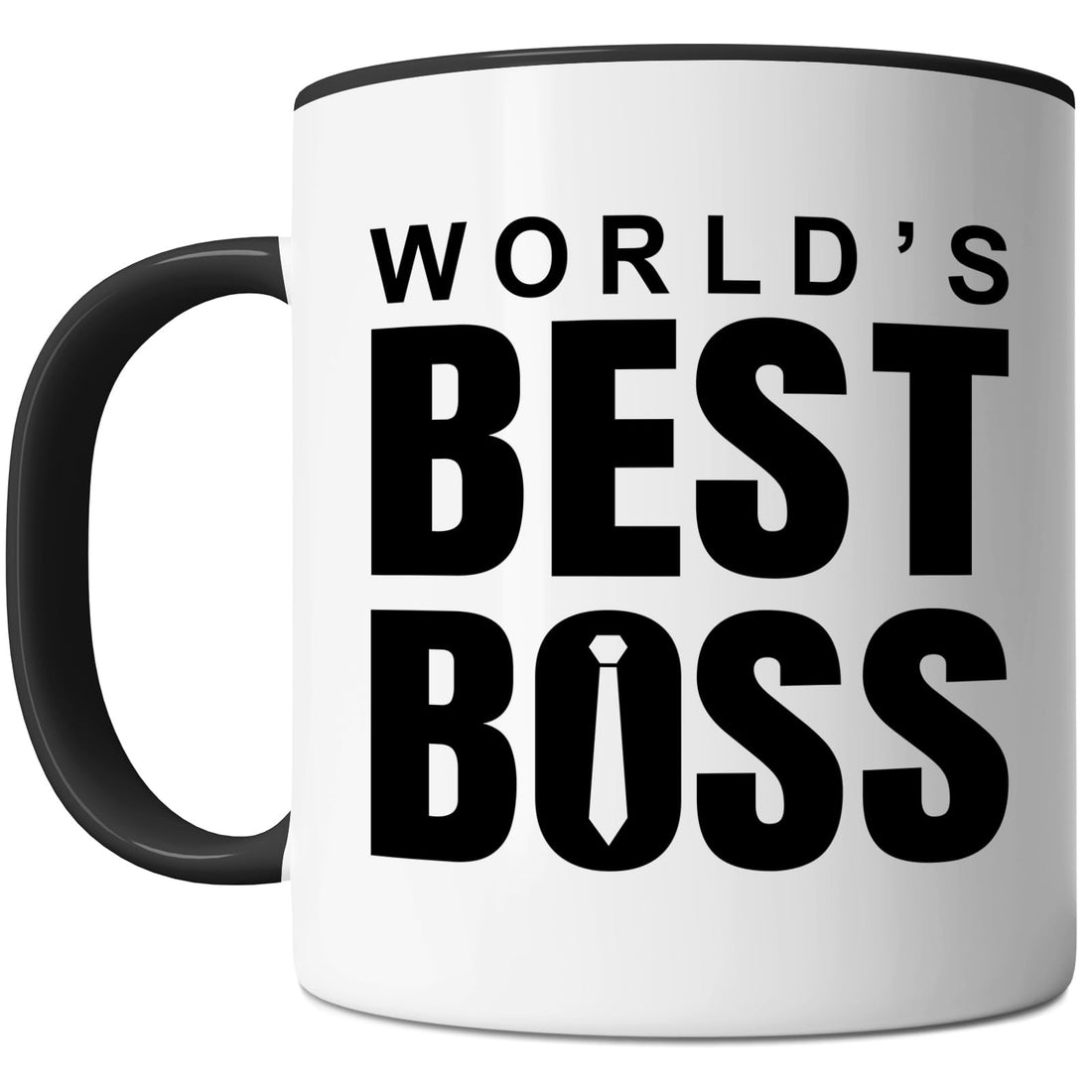 Boss Mug - World's Best Boss - Manager Coworker Gift Idea For Mens and Womens White/Black 11oz Ceramic Coffee Mug