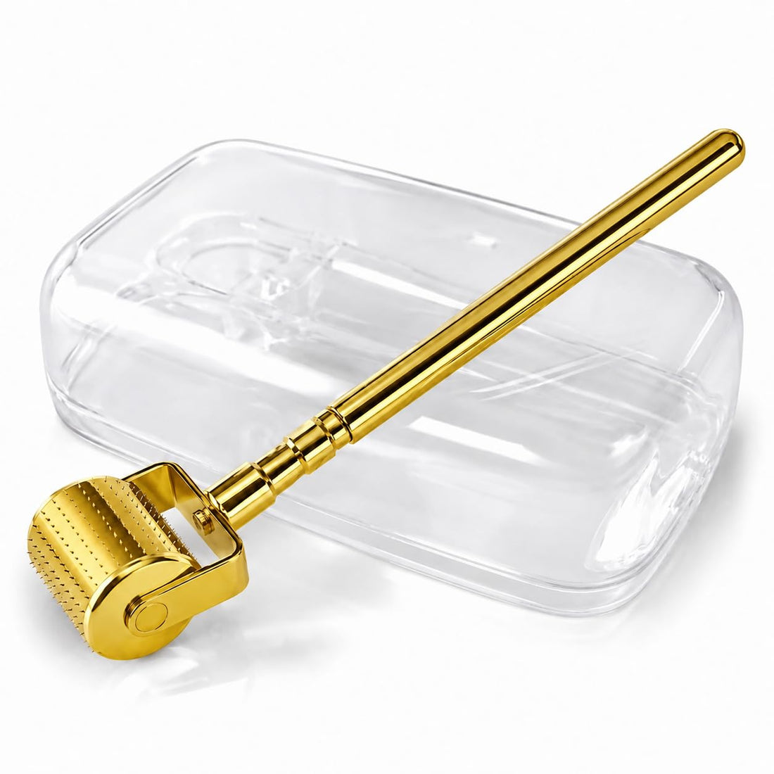Derma Roller 540 Titanium Micro Needles Microneedling Roller Kit for Face Body, Skin Care Tool with Ergonomic Handle and Storage Case (Gold, 1.5)